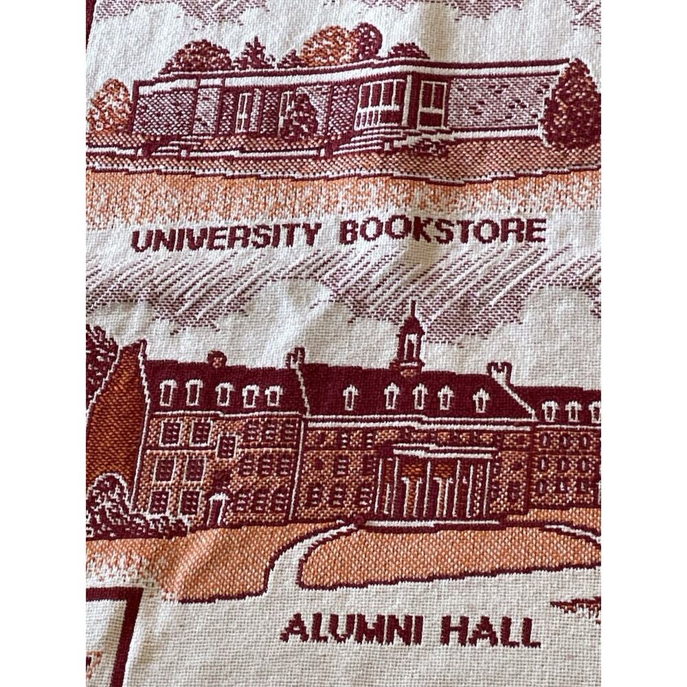Vintage Virginia Tech Hokies University Afghan Blanket Tapestry Throw 64" X 46” - Picture 2 of 7